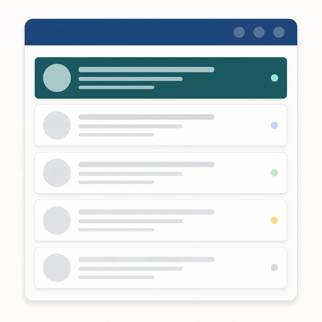 Mockup eines Posteingangs, das fünf E-Mails einer Cold-Outbound-Sequenz zeigt.